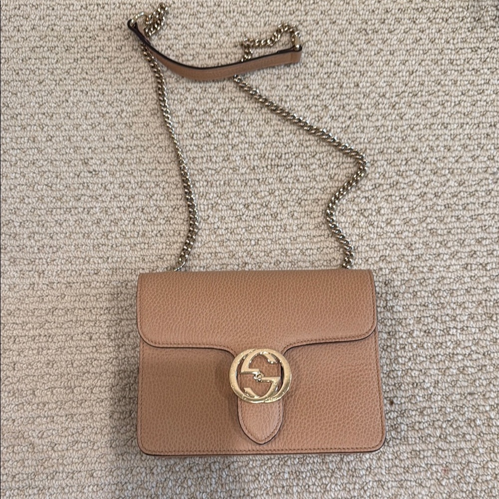 Gucci Tan Leather Crossbody Bag